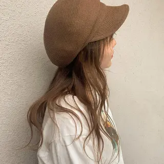 ロング カラー ヘアアレンジ オリーブベージュ きょうかのヘアスタイル
