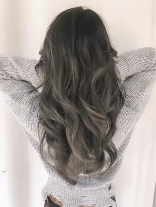 セミロング カラー パーマ ヘアアレンジ バレイヤージュ 藤沢 髪質改善 竹内ケンゴのヘアスタイル