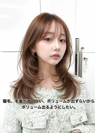 ロング カラー 盛れるベージュ✨韓国 レイヤーkanatoのヘアスタイル