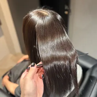 ロング パーマ 髪質改善Ⅰ透明感 艶カラーⅠたつやのヘアスタイル