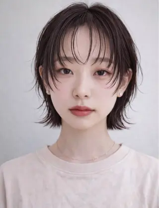 ショート まとまるレイヤー カット/透明感カラーのヘアスタイル