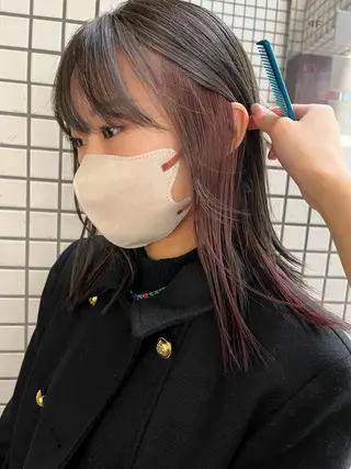ミディアム 🐩透明感ミルクティ ーピンクニイナ🐩のヘアスタイル