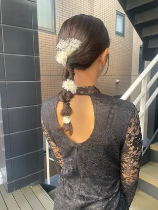 セミロング ヘアアレンジ 💙韓国レイヤー 寒色カラー💙のヘアスタイル