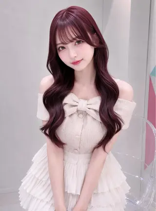 ロング カラー ガーリー♡女の子っぽ ヘア♡ピンクカラー♡のヘアスタイル