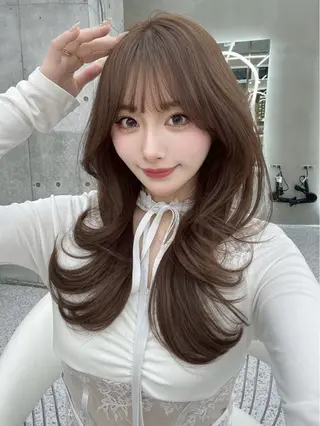 ロング ヘアアレンジ 🌻夏の透明感カラー 🌈韓国レイヤー櫻井のヘアスタイル