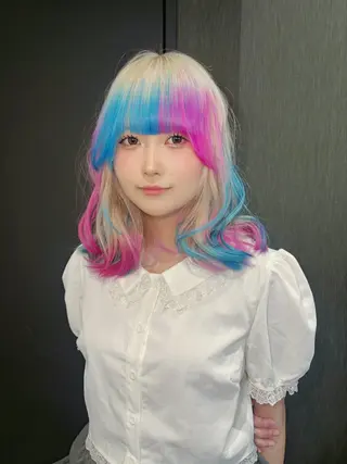 ミディアム カラー jyui/原宿 ハイトーン/デザインのヘアスタイル