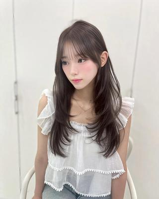 カラー 韓国🐈⬛暗髪🤍 艶カラー/CANDYのヘアスタイル