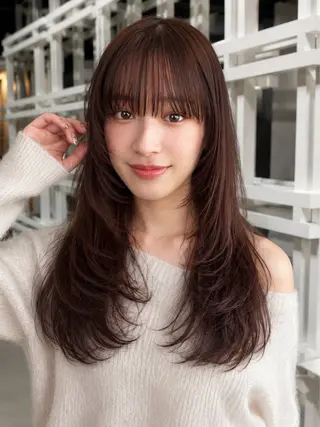 ロング 恵比寿結べるレイヤー 地毛風カラー大場のヘアスタイル