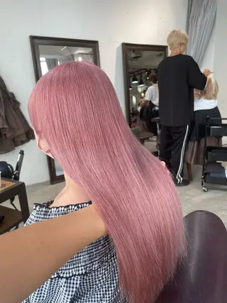セミロング カラー パーマ ヘアアレンジ ブリーチカラー🤍 颯馬🐈‍⬛のヘアスタイル