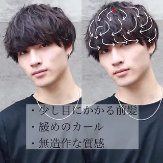 ショート パーマ メンズ センターパート/毛 流れ/パーマ特化のヘアスタイル