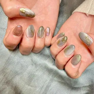 ミディアム カラー パーマ ヘアアレンジ メンズ キッズ ネイル マツエク・マツパ アイブロウ el. by Aoのネイルデザイン