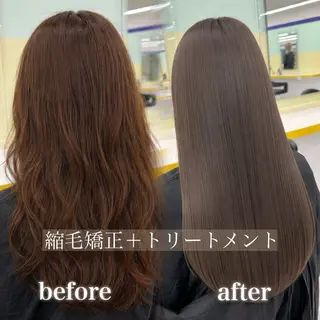 ロング ブリーチ縮毛矯正飛我 透けオリーブ淡色🫧のヘアスタイル
