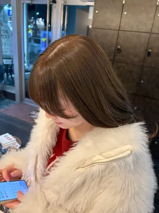 セミロング カラー 🤎韓国ヘア ベージュ まゆか🤎のヘアスタイル
