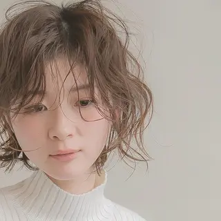 ミディアム カラー パーマ ヘアアレンジ エイジングケア/大人 デザイン/FRAMEのヘアスタイル