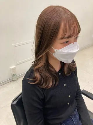 セミロング カラー 💖ブリーチなし透明 感💖ASAHIのヘアスタイル