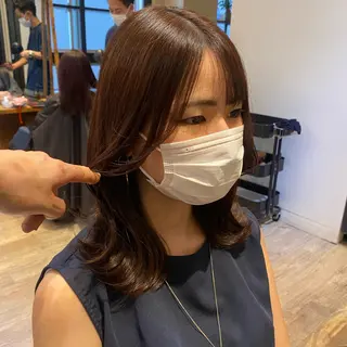 セミロング 新宿/顔周りカット +レイヤー=しずく♩のヘアスタイル