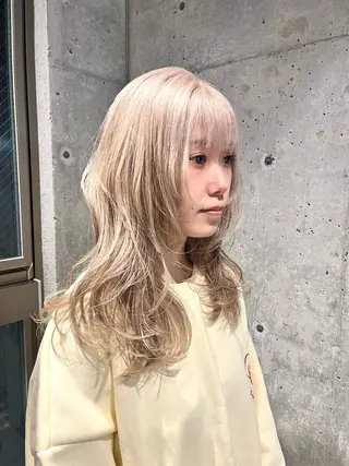 セミロング カラー ハイトーンを育てる ブリーチカラー/牧原のヘアスタイル