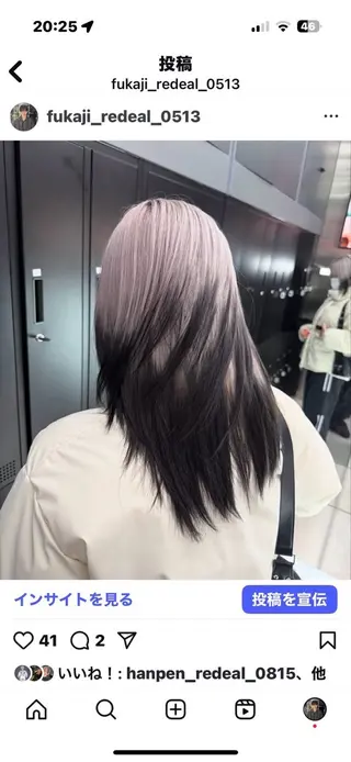 セミロング カラー がわ/ハイレイヤー /ハイトーンカラーのヘアスタイル