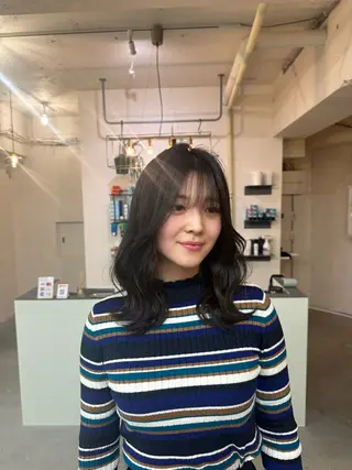 セミロング カラー 艶髪/縮毛矯正 特化 ヒトシのヘアスタイル