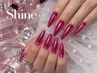 ネイル shineジェル& チップ長さだしのネイルデザイン