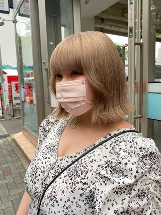 ミディアム カラー 鈴木/ボブ/ ミルクティー/ピンクのヘアスタイル