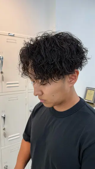 ショート カラー パーマ メンズ キッズ 栄💗メンズ｜似合せ パーマ｜haruのヘアスタイル