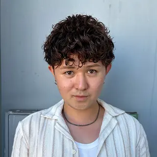 ショート パーマ メンズ ⚾️横浜メンズカット 阿部龍馬🍺🍔のヘアスタイル
