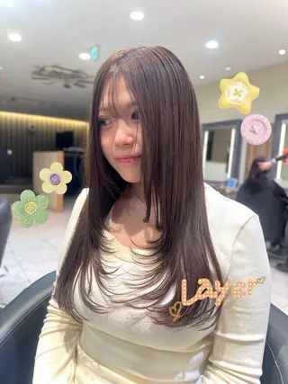 ロング カラー さら艶レイヤーカット 🩶Suzuneのヘアスタイル