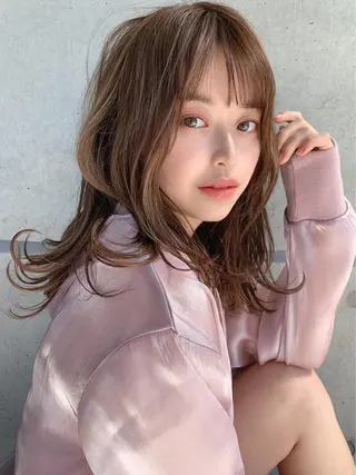 ミディアム カラー パーマ ヘアアレンジ メンズ キッズ ネイル マツエク・マツパ 韓国/トレンド レイヤー【101】のヘアスタイル
