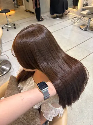セミロング カラー パーマ 顔周りレイヤーカット /髪質改善/ゆう🤍のヘアスタイル