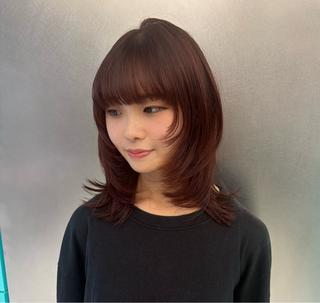 ミディアム カラー ハイトーン/個性派 レイヤーmiyu🪽のヘアスタイル