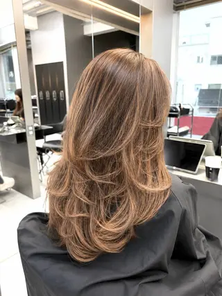 ロング 🫧バレイヤージュ/ ハイライト/ミズキのヘアスタイル