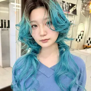 ミディアム カラー パーマ メンズ ⭐️ハイトーン⭐️ 💕SAKURA💕のヘアスタイル