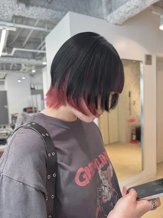 ミディアム カラー 店長 MANAMI 艶カラー／骨格ボブのヘアスタイル