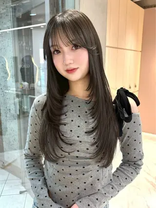 セミロング カラー ヘアアレンジ 巻ける縮毛矯正/ 透明感/吉田光佑のヘアスタイル