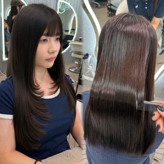 ロング ヘアアレンジ 大宮縮毛矯正🩵 レイヤー 佐藤和のヘアスタイル