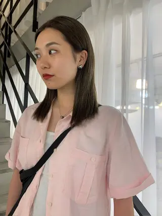 セミロング カラー オカモト ハルカのヘアスタイル