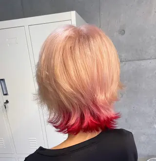 ミディアム カラー メンズ ʜᴀʀᴜᴋᴀ♱メンズ ウルフ/ブリーチのヘアスタイル