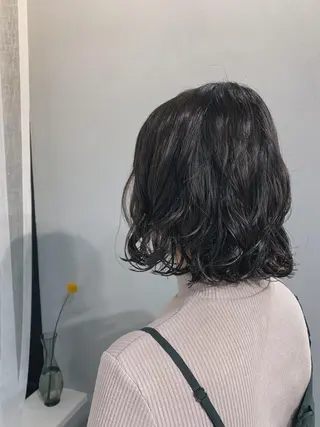 セミロング カラー パーマ ボブパーマコテ巻き風 パーマNo1深江秀平のヘアスタイル