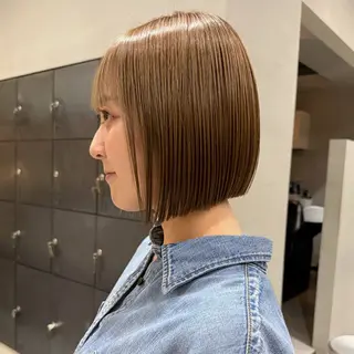 ショート カラー ボブ/グレージュ ブリーチなし/ひなこのヘアスタイル