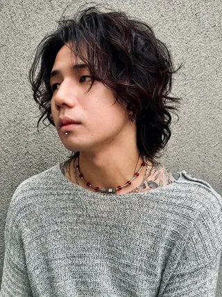ミディアム メンズ メンズカットパーマ 伊藤瑠星のヘアスタイル