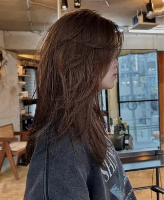 ロング カラー YOKO/パーマ レイヤーカットのヘアスタイル