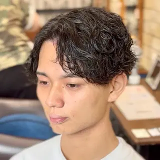 ミディアム パーマ メンズ 💈直毛×ツイスパの プロ🥷清水のヘアスタイル