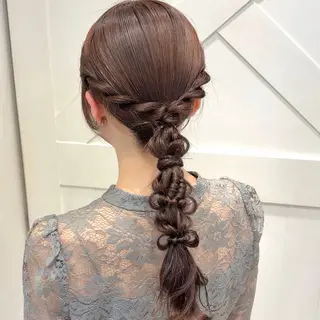 セミロング ヘアアレンジ 横浜パーマ🌐ボブ✨ 暖色カラーもえかのヘアスタイル
