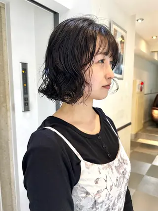 ショート パーマ デジタルパーマ 🌀ボブ　萩原　龍のヘアスタイル