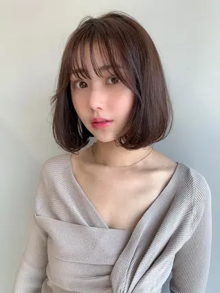 ミディアム カラー 透明感カラー✂︎ /縮毛矯正/YUKAのヘアスタイル