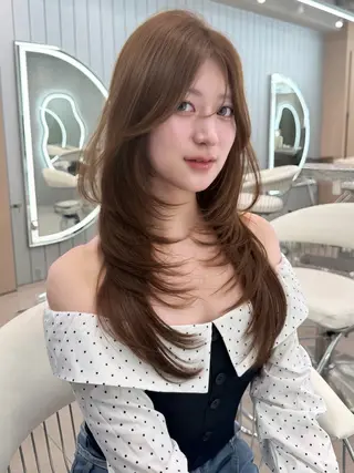 ロング カラー ヘアアレンジ 大宮縮毛矯正🩵 レイヤー 佐藤和のヘアスタイル
