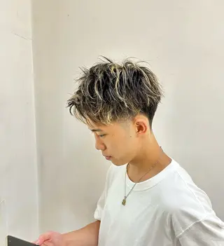 ショート カラー パーマ メンズ 相模大野メンズ パーマ 仁翔のヘアスタイル