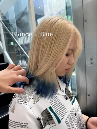 セミロング カラー mao/天神ブリーチ ハイトーンカラーのヘアスタイル