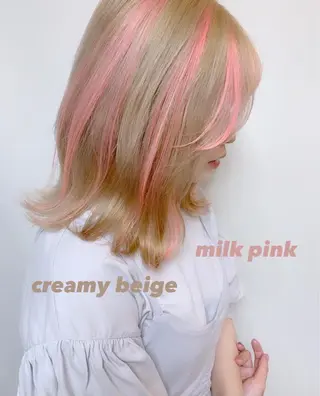 ミディアム カラー Shiho お洒落な エクステ♡ハイトーンのヘアスタイル